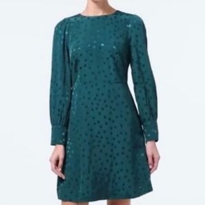 J. Crew Shift Dress in Dark Spruce Jacquard Floral Dot NWT size 14